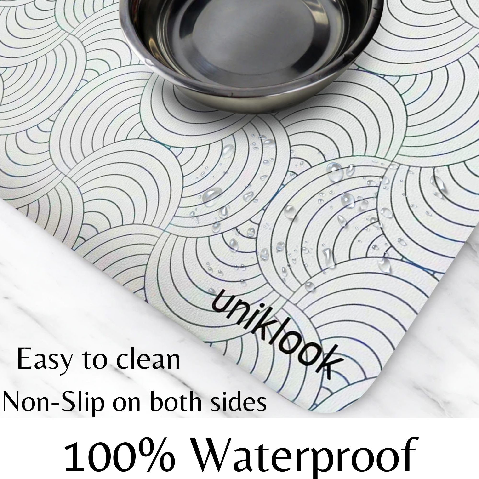 Non-Slip Waterproof Dog Food Mat - Large Pet Feeding Mat for Bowls, Food & Water - Durable Easy Clean Dog Bowl Mat for Kitchen & Floor - Perfect for Messy Eaters & Spill Protection