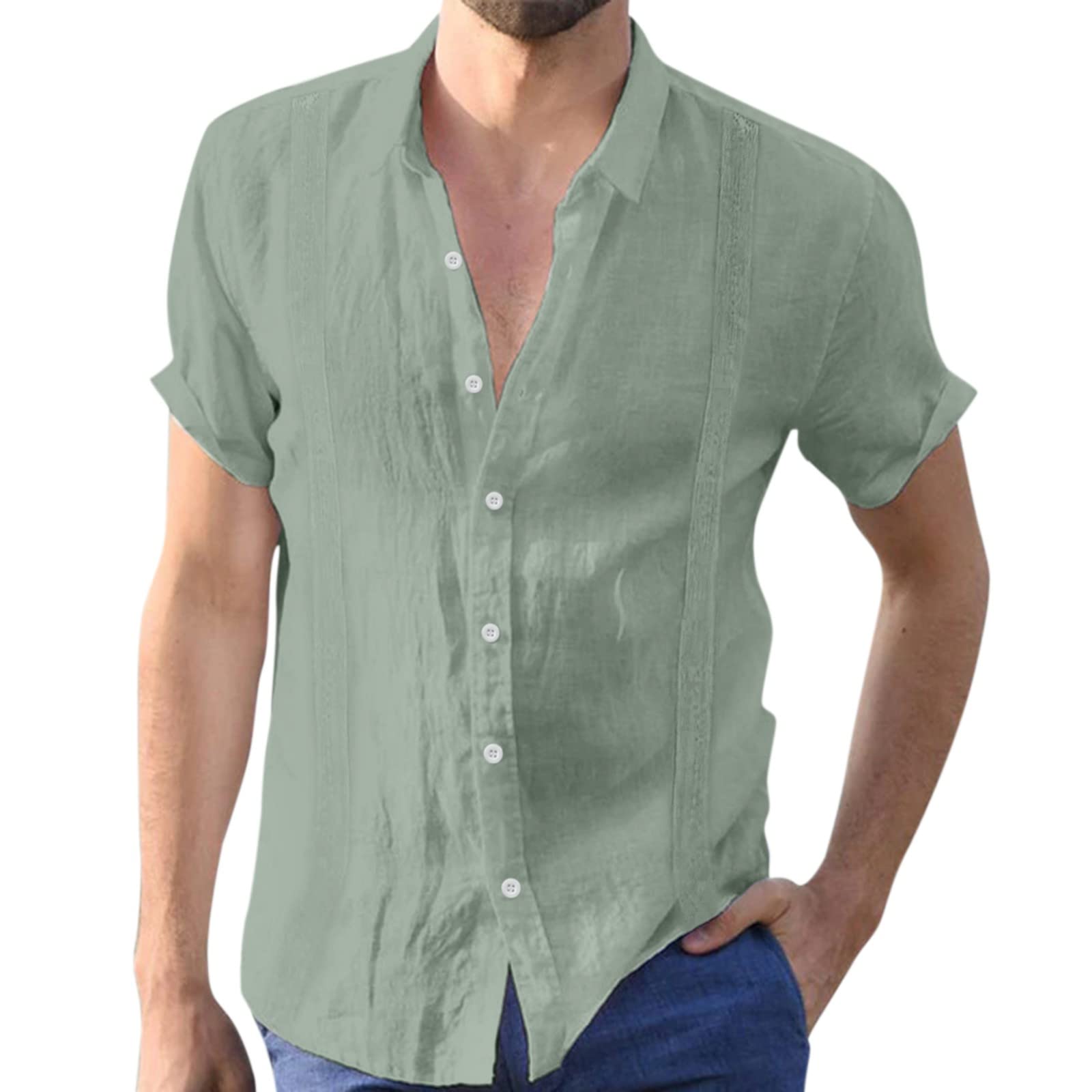 Men's Short Sleeve Muscle Fit T-Shirt - Breathable Cotton Linen Blend Casual Top for Spring & Summer - Solid Colors - XL | Gym, Workout, Streetwear, Everyday Comfort