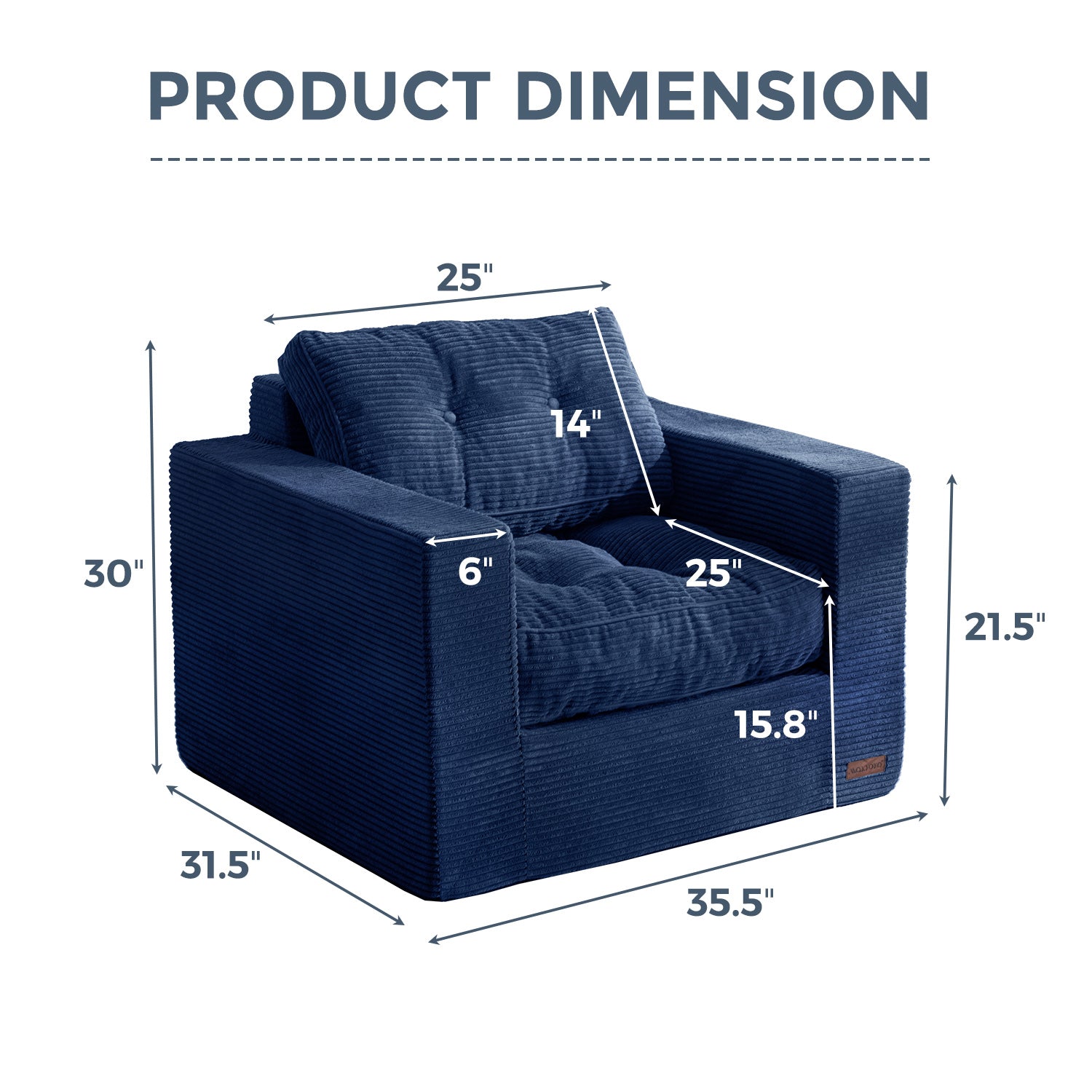 MAXYOYO Large Bean Bag Chair Sofa in A Box - Navy Blue Comfortable Lounger for Bedroom, Living Room & Game Room - Perfect for Relaxing, Reading & Movie Nights