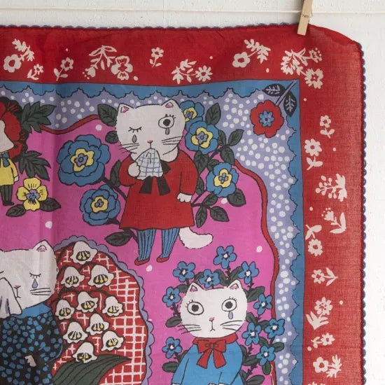 Yumi Kitagishi Handkerchief - Elegant Red Cotton Handkerchief for Tears, Gifts & Special Occasions | Perfect for Weddings, Funerals & Emotional Moments