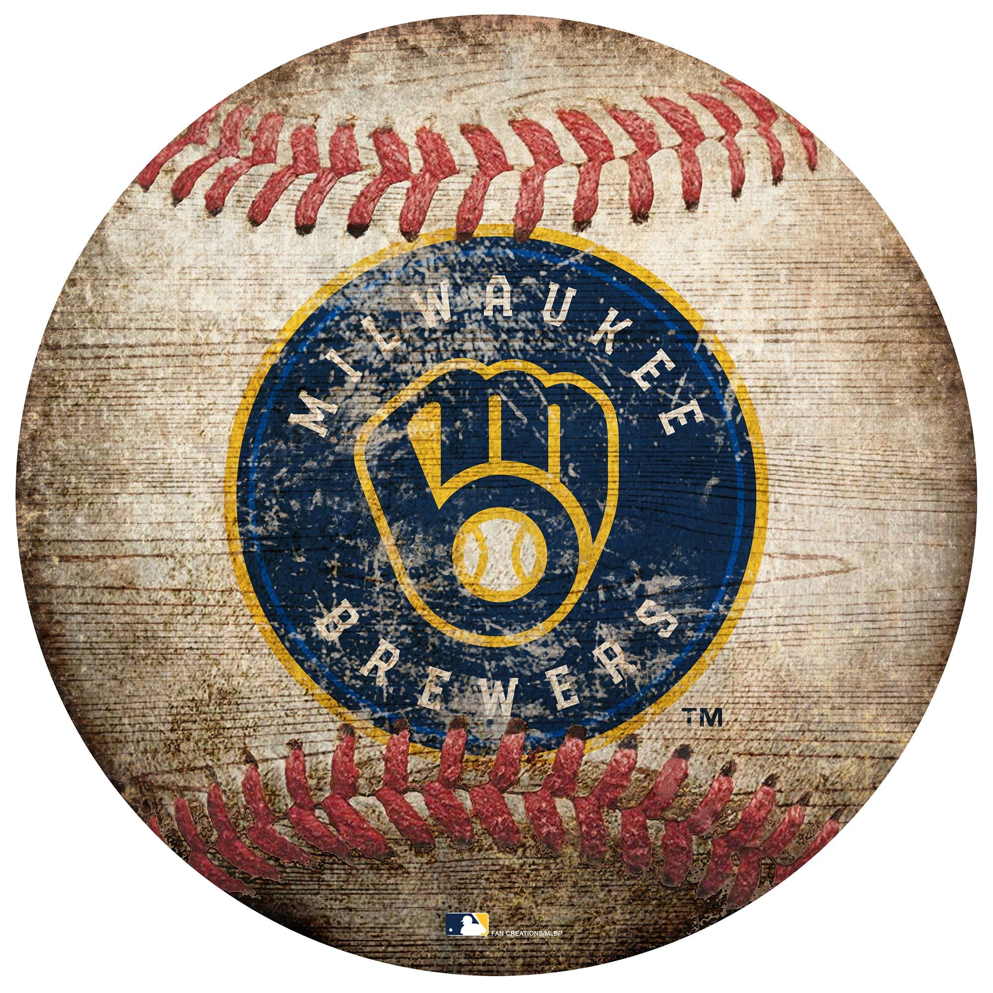 Fan Creations GA Milwaukee Brewers 12-Inch Baseball Shaped Sign - MLB Team Logo Decor for Home, Office, or Man Cave - Perfect Gift for Baseball Fans & Sports Enthusiasts