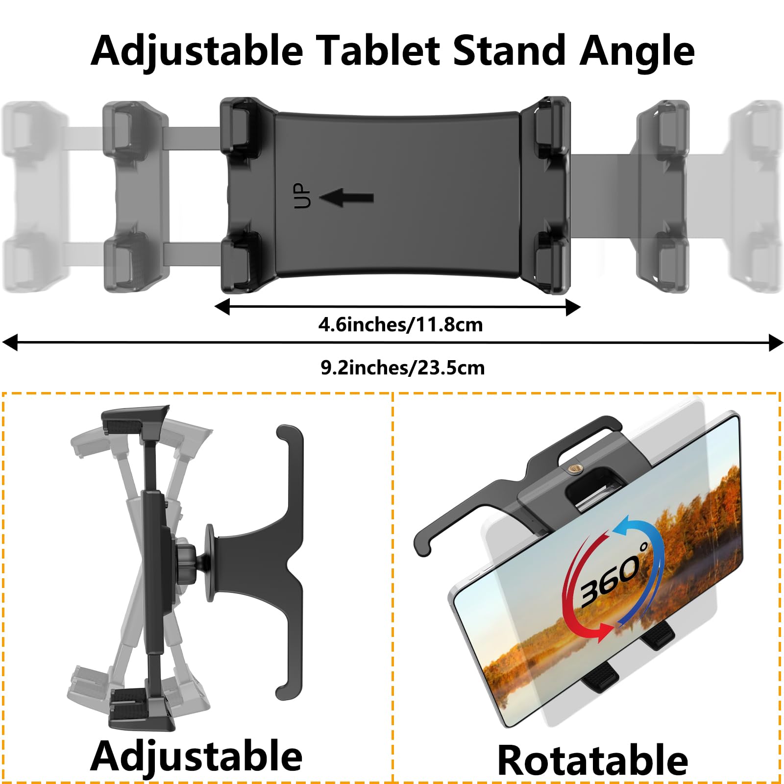 OHLPRO Universal Car Tablet Holder Headrest Mount for Tesla Model 3/Y - Adjustable Back Seat iPad Stand for Road Trips, Fits 5-13