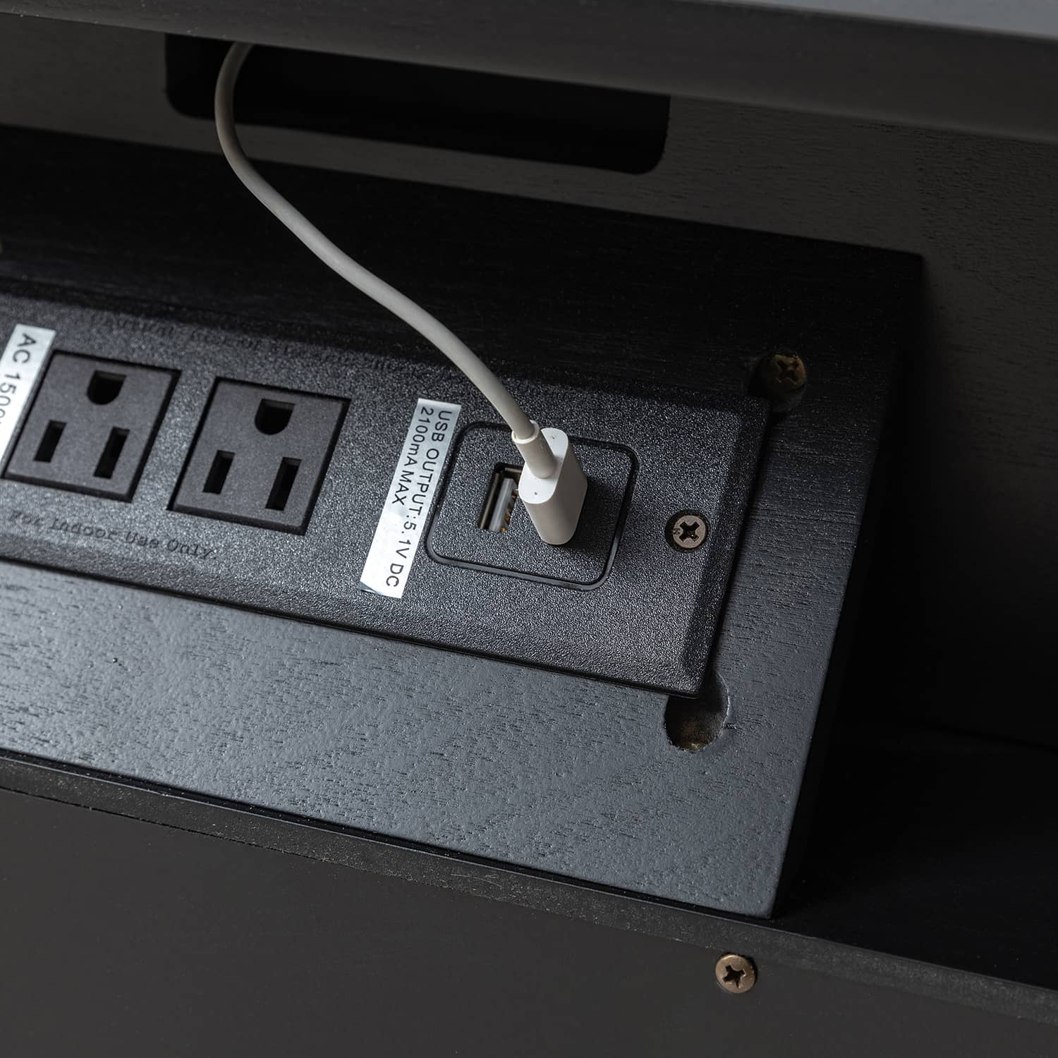 Grace 2-Drawer Nightstand with USB Charging Ports & Power Outlets - Modern Bedside Table for Bedroom, Living Room & Office Use