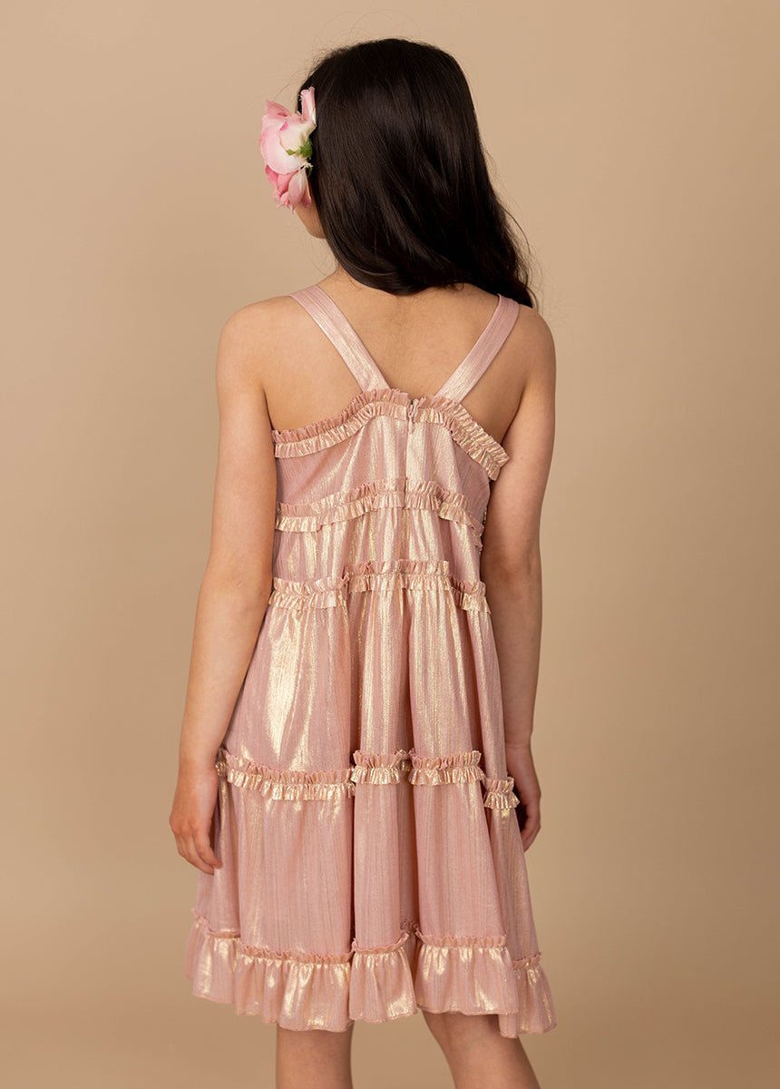 Darana Metallic Pink Dress - Elegant & Stylish Women's Fashion for Parties, Weddings & Special Occasions