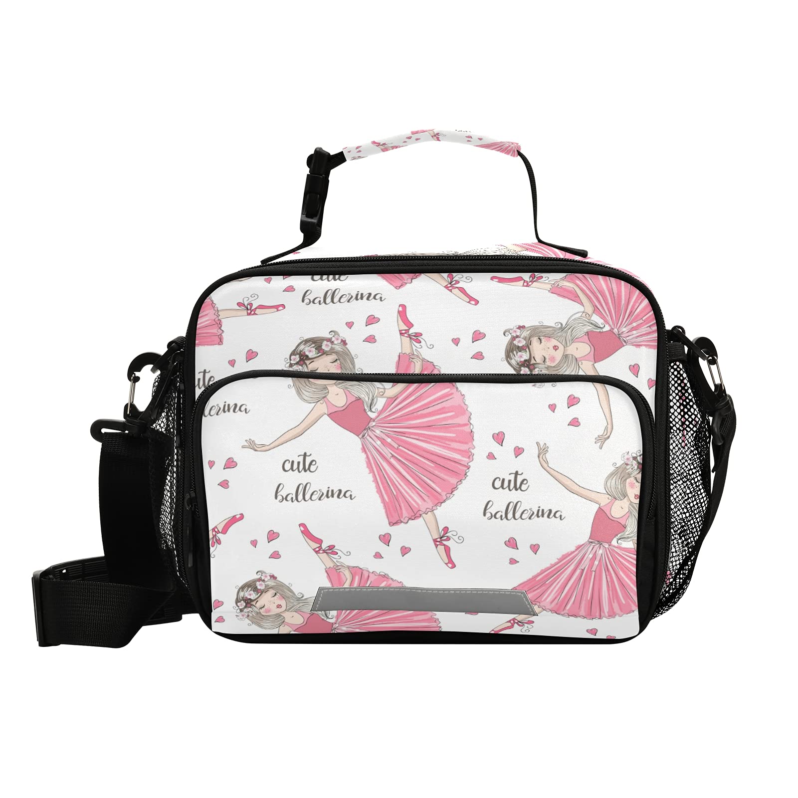AUUXVA Insulated Lunch Bag for Women & Men - Cute Ballet Girl Ballerina Design, Leakproof Lunch Box Tote with Shoulder Strap & Zipper Closure for School, Office, Travel, Picnic | Perfect for Work Lunches, Kids Meals & Outdoor Activities