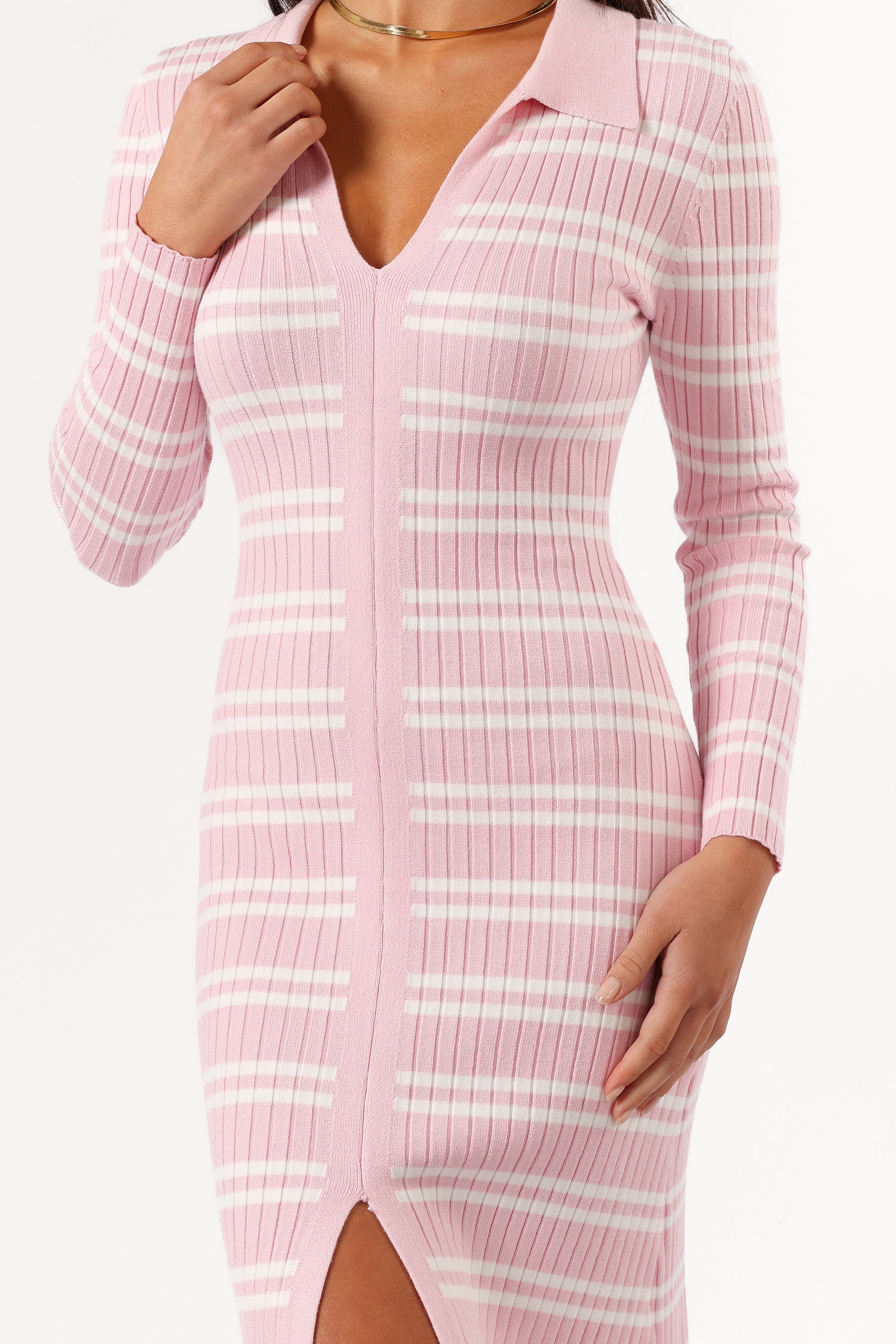 Eliana Women's Long Sleeve Midi Dress - Flowy Pink Casual Dress for Fall & Winter | Perfect for Office, Date Night & Holiday Parties