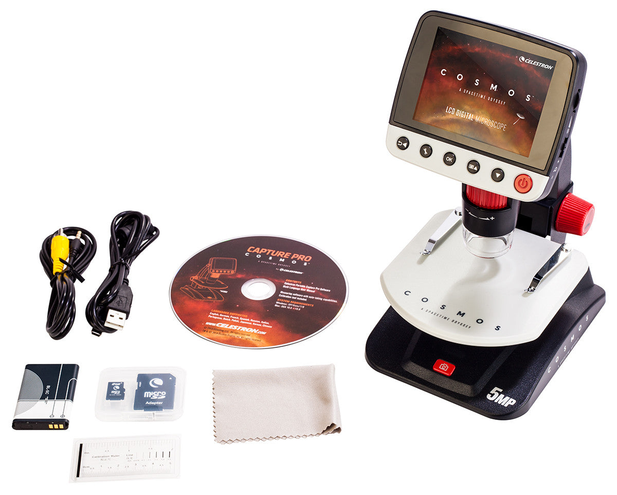 COSMOS 5MP LCD Digital Microscope with Adjustable Stand - High Magnification for Coin Collecting, Jewelry Inspection & Science Education (Desktop USB Microscope)