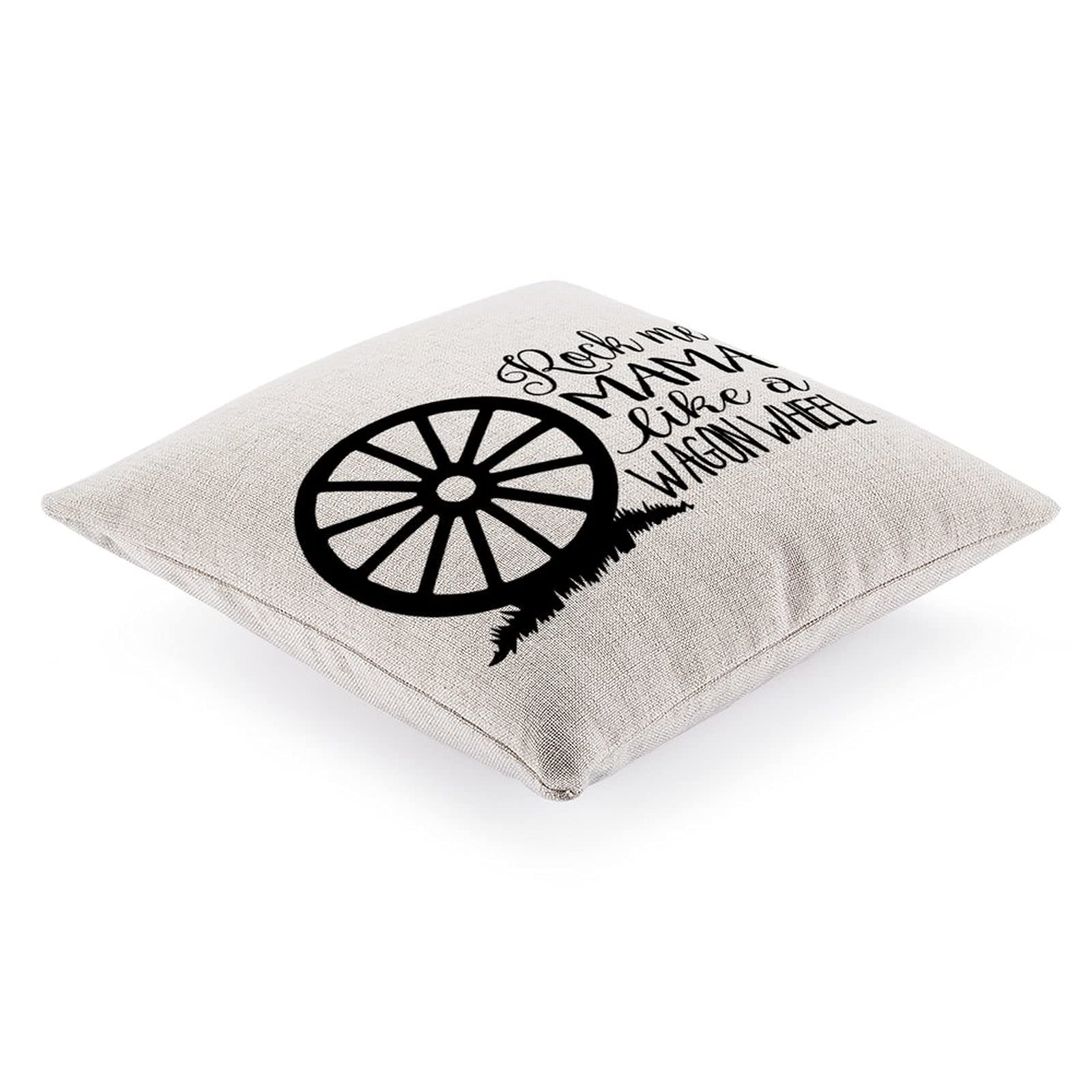 Fprqlyze Rock Me Mama Like A Wagon Wheel Throw Pillow Cover - 18x18 Inch Hidden Zipper Design for Home Decor, Bedroom, Living Room, Party & Wedding - Perfect for Country Music Fans & Western Style Decor