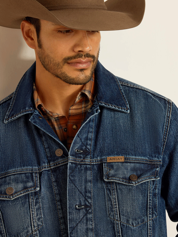Ariat Men's Victor Denim Blanket Lined Trucker Jacket - Warm Workwear for Outdoor, Ranch & Casual Wear (Model 10051865)