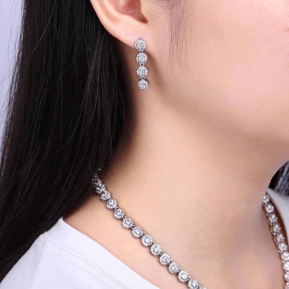 Elegant Cubic Zirconia Bridal Jewelry Set - Necklace & Earrings for Wedding, Engagement & Formal Occasions | CN10090