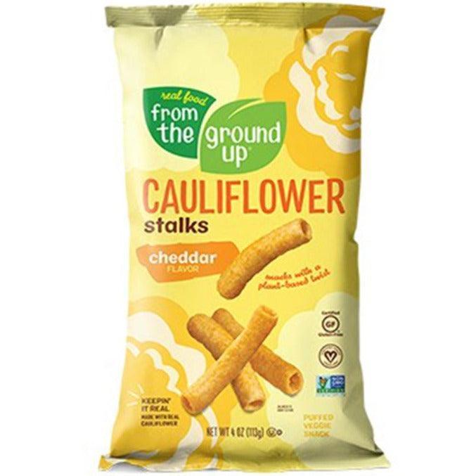 From the Ground Up Cauliflower Stalks Cheddar 113g - Healthy Vegan Snack, Gluten-Free & Keto-Friendly - Perfect for On-the-Go, Lunch Boxes & Low-Carb Diets
