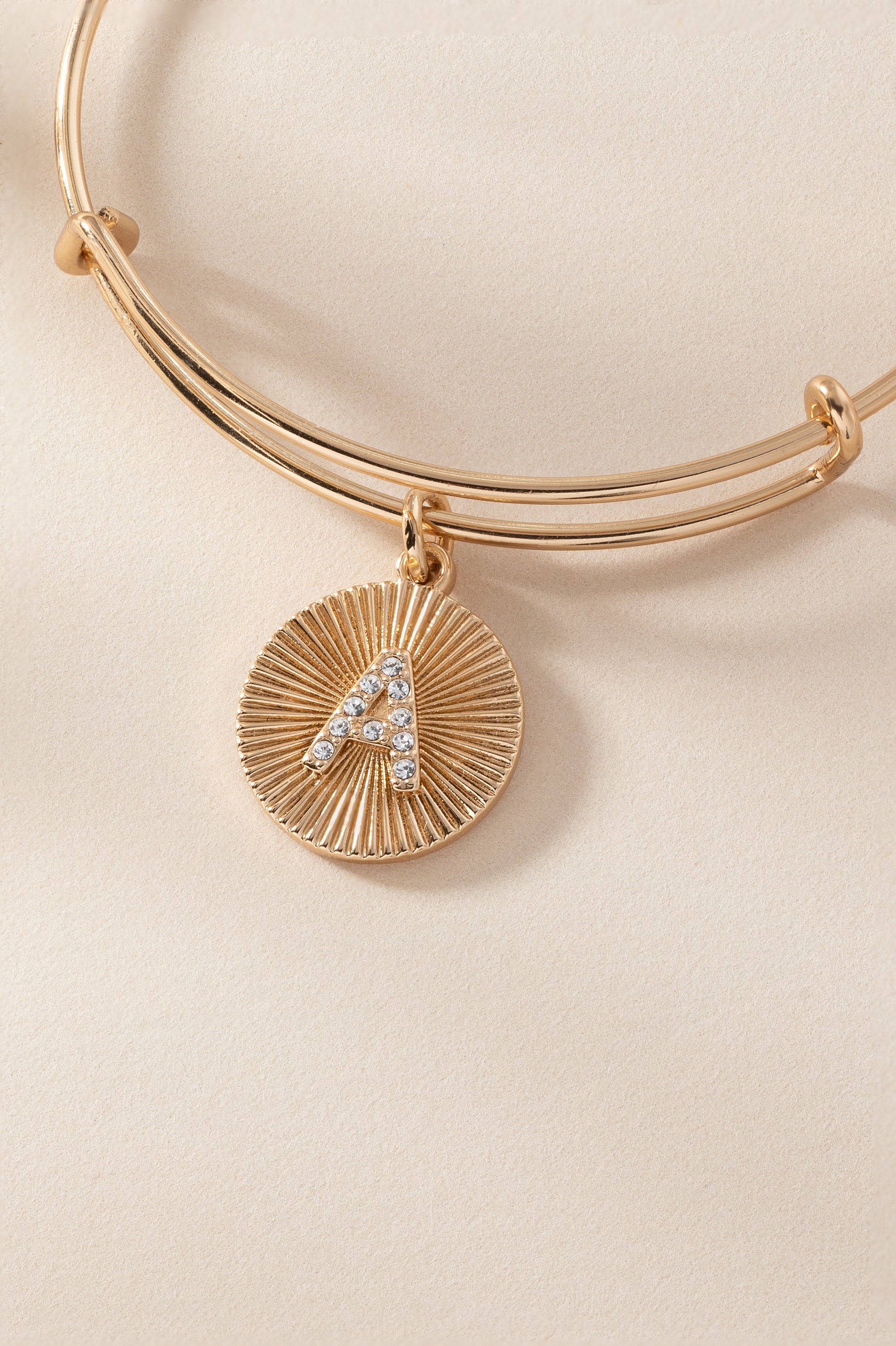 Initial A Pave Starburst Texture Bangle - Elegant Alphabet Jewelry for Women, Perfect for Gifts, Parties & Everyday Wear