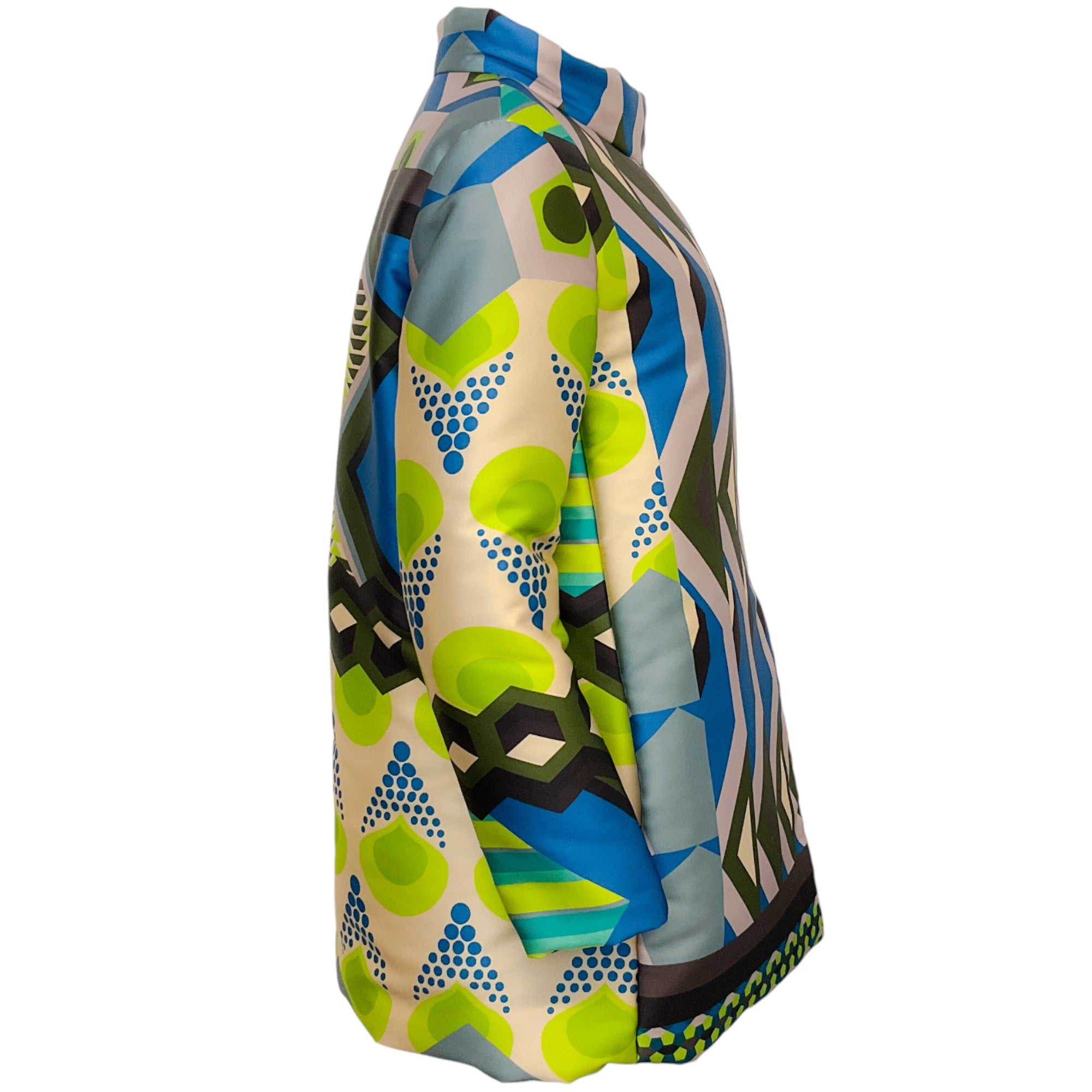 Fleurette Blue Green Moonstruck Print Duvet Coat - Stylish Women's Lightweight Outerwear for Spring & Fall Fashion | Perfect for Casual Outings, Date Nights & Cozy Evenings