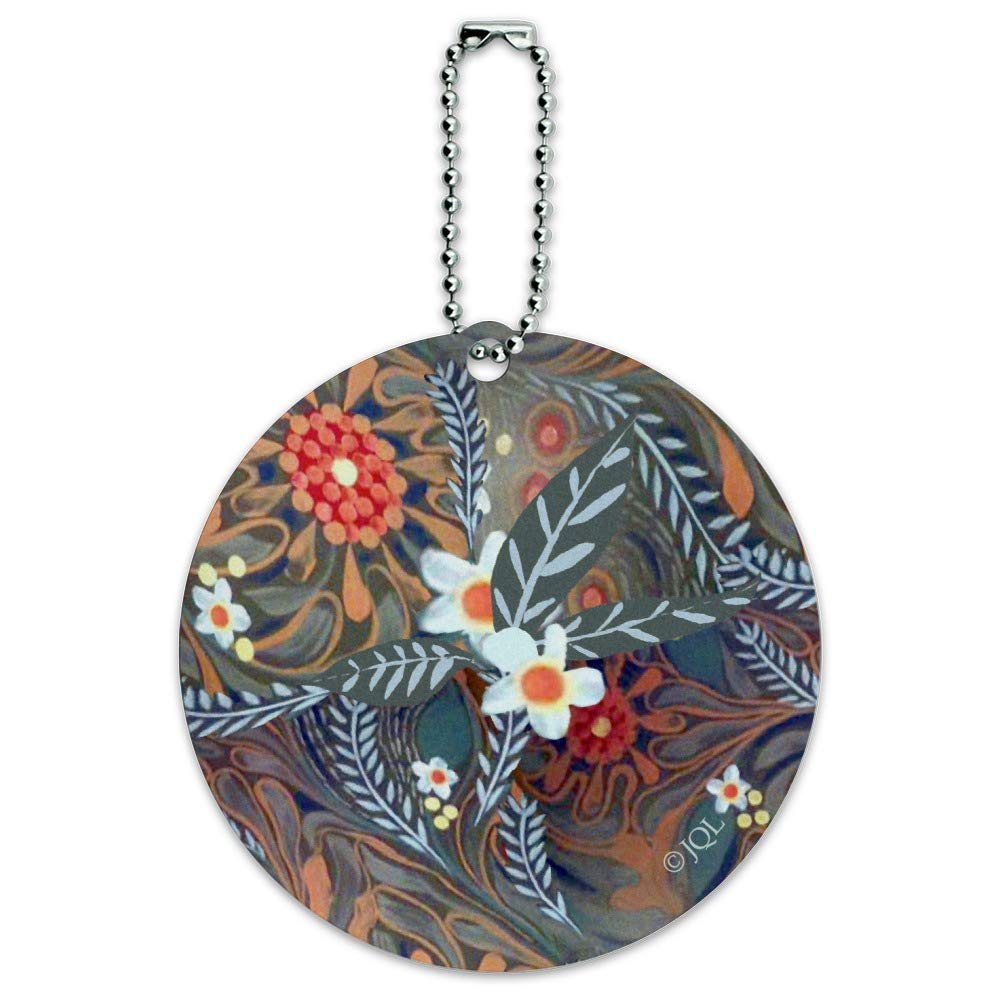 Floral Pattern Round Luggage ID Tag - Waterproof Suitcase Name Card for Travel & Carry-On Bags - Perfect for Airports, Cruise Ships & Business Trips