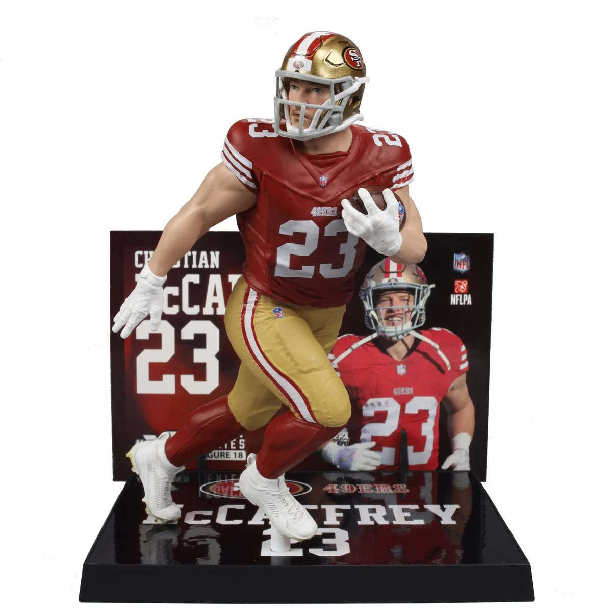San Francisco 49ers Christian McCaffrey Red Jersey NFL Action Figure - 2024 SportsPicks Collectible | Perfect for Football Fans, Sports Memorabilia Displays & Game Room Decor