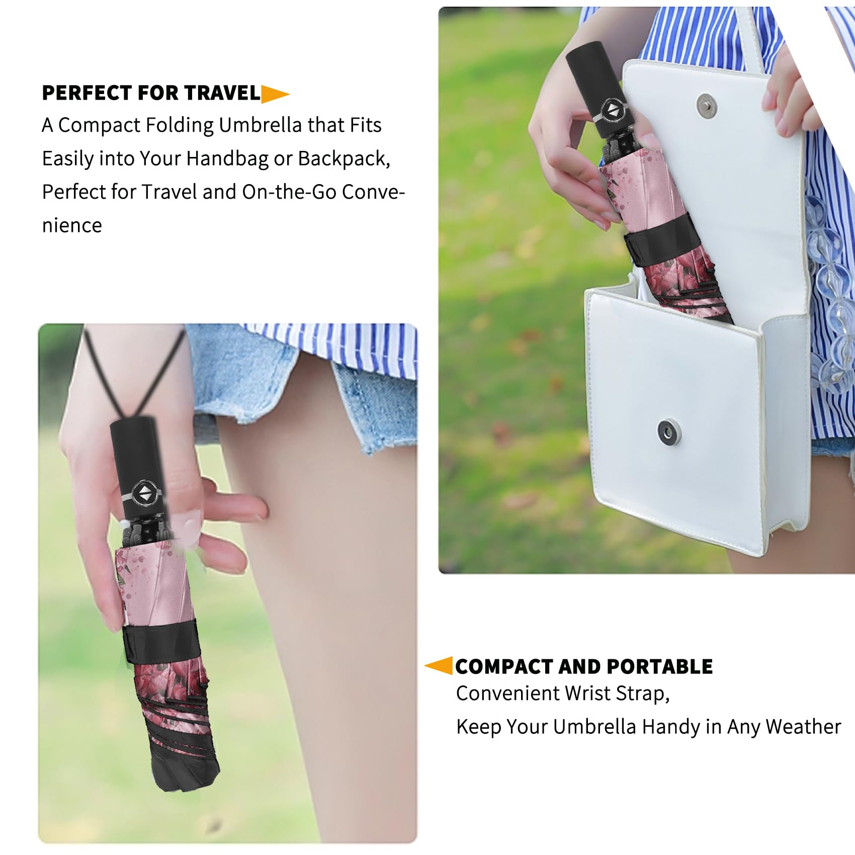 SIEPASA Windproof Reverse Folding Umbrella - Compact Automatic Travel Umbrella for Rain & Sun Protection - Perfect for Men & Women - Ideal for Commuting, Walking, Travel & Outdoor Activities