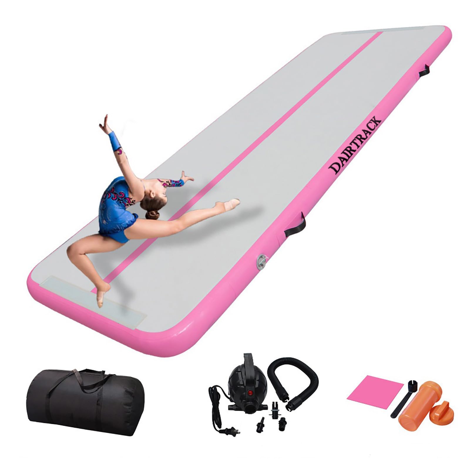 DAIRTRACK Inflatable Gymnastics Air Mat 10ft/13ft/16ft/20ft - Tumble Track Tumbling Mat for Home Gym, Cheerleading, Yoga & Water Training - Perfect for Indoor/Outdoor Exercise, Kids Play & Fitness Workouts