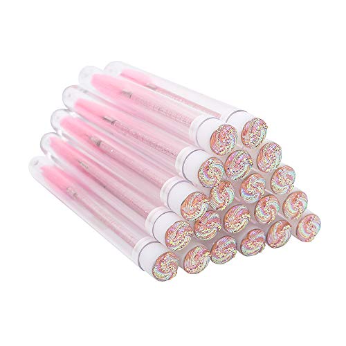 20Pcs Disposable Mascara Brush Wands - Pink Circle Lash Applicators for Eyelash Extensions & Makeup | Professional Lash Extension Tools | Perfect for Salon, Home Use & Travel Beauty Kits