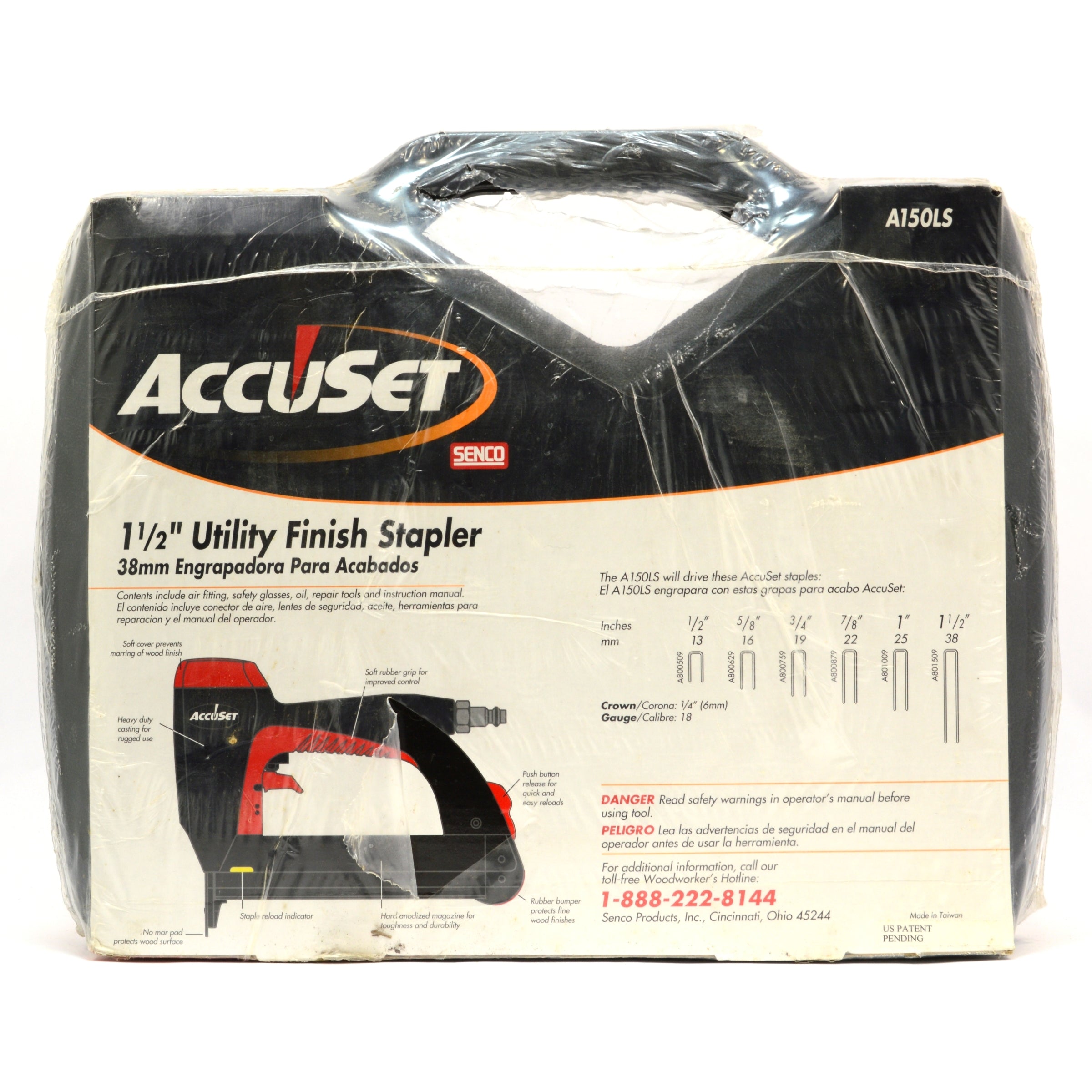SENCO ACCUSET 1-1/2 Inch Utility Finish Stapler #A150LS Pneumatic Nail Gun - Professional Woodworking & Upholstery Tool for Carpentry Projects