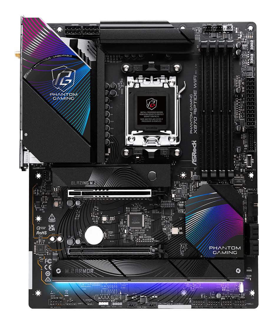 ASRock X870 Riptide WiFi AMD X870 Socket AM5 ATX Motherboard - High Performance Gaming & Content Creation PC Build for AM5 Ryzen 7000/8000 Series Processors