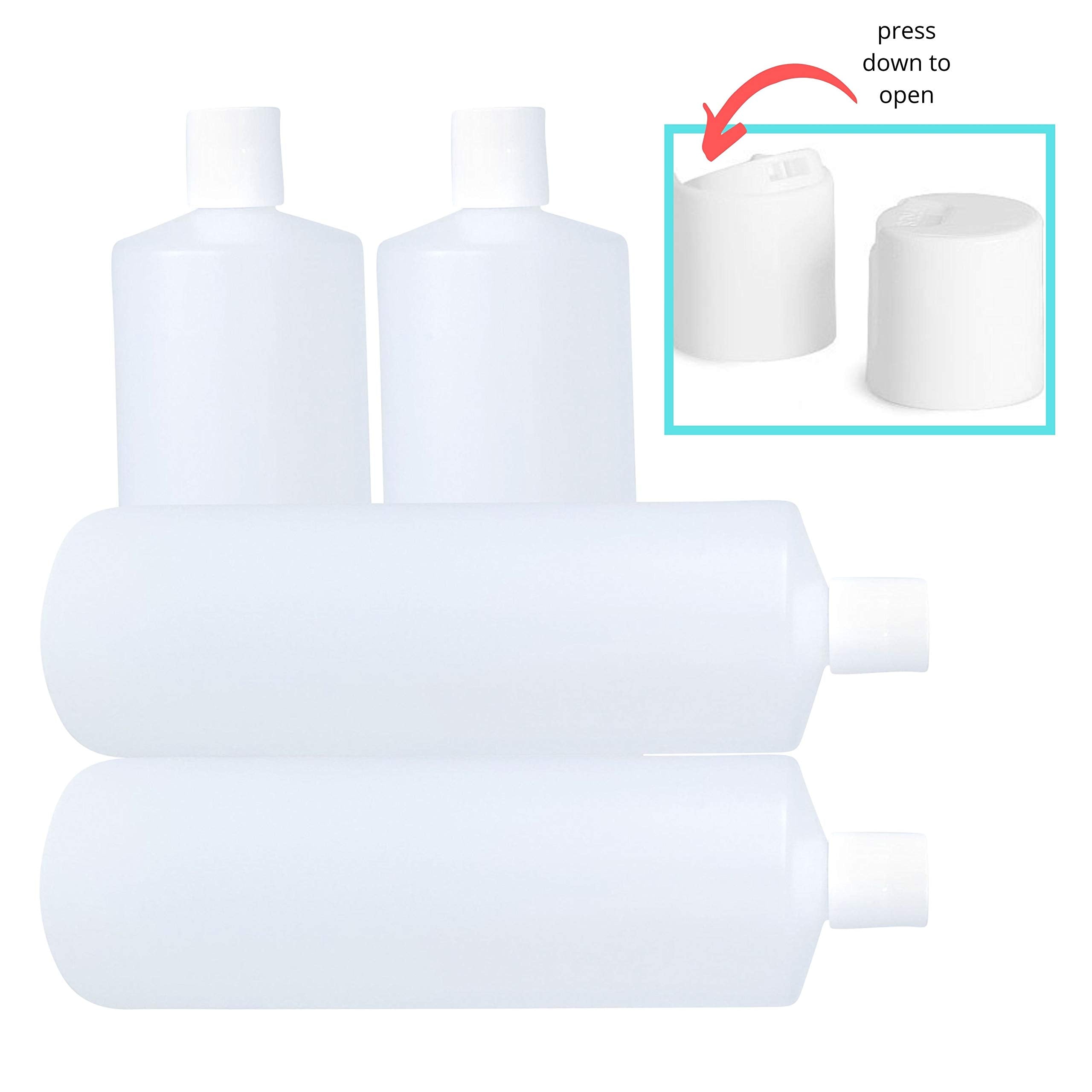 32oz HDPE Plastic Squeeze Bottles with Dispensing Press Disc Top Caps - Durable Leak-Proof Containers for Kitchen, Restaurant, Hair Salon & DIY Crafts