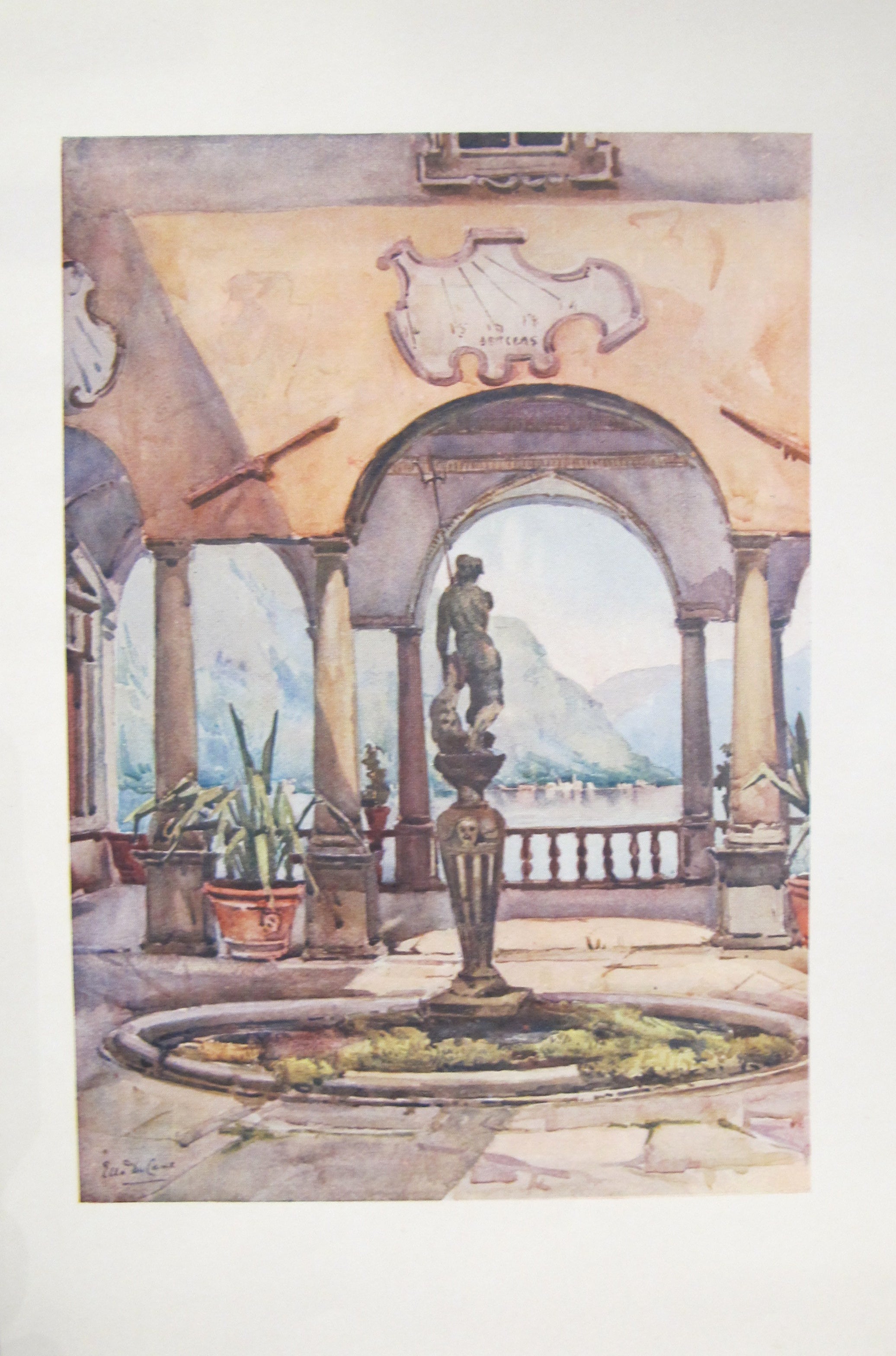 1905 Original Italian Print - The Loggia at Villa Pliniana on Lake Como | Vintage Italian Travel Color Plate | Perfect for Home Decor, Art Collectors & History Enthusiasts