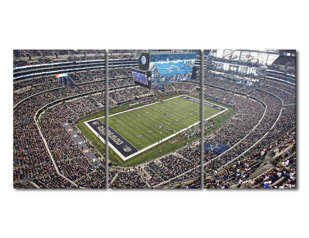 3-Piece American Football Wall Art Canvas Prints - Dallas Cowboys AT&T Stadium Sports Paintings, Framed & Stretched Ready to Hang (72