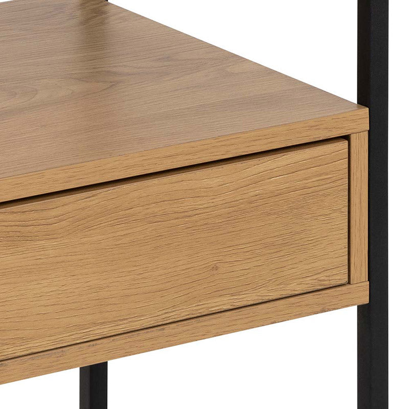 RANDOLF 16-Inch Side Table or Bedside Table - Natural & Black Finish - Perfect for Living Room, Bedroom, or Office Nightstand