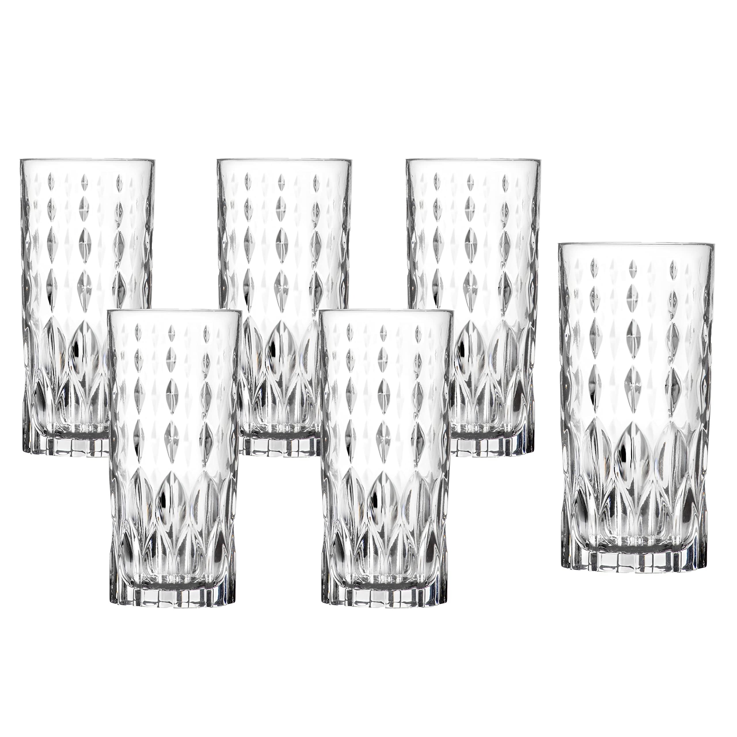 Elegant Modern Italian Crystal Glass Set - Marilyn 6-Piece Highball Glasses for Cocktails, Whiskey, and Entertaining | Perfect for Parties, Weddings, and Home Bar Decor