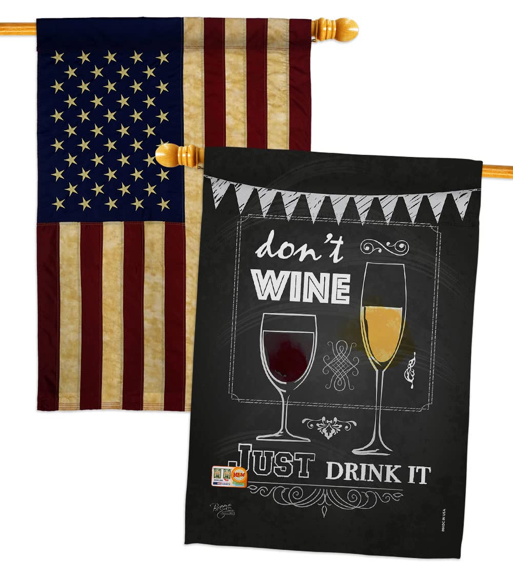 Double-Sided 28x40 Inch Vintage Wine House Flag - Decorative Yard Banner for Beverages, Fruits, Cheese & Sangria - Perfect for Red, White, Rose & Sparkling Wine Lovers - USA Made Outdoor Party Decor Gift