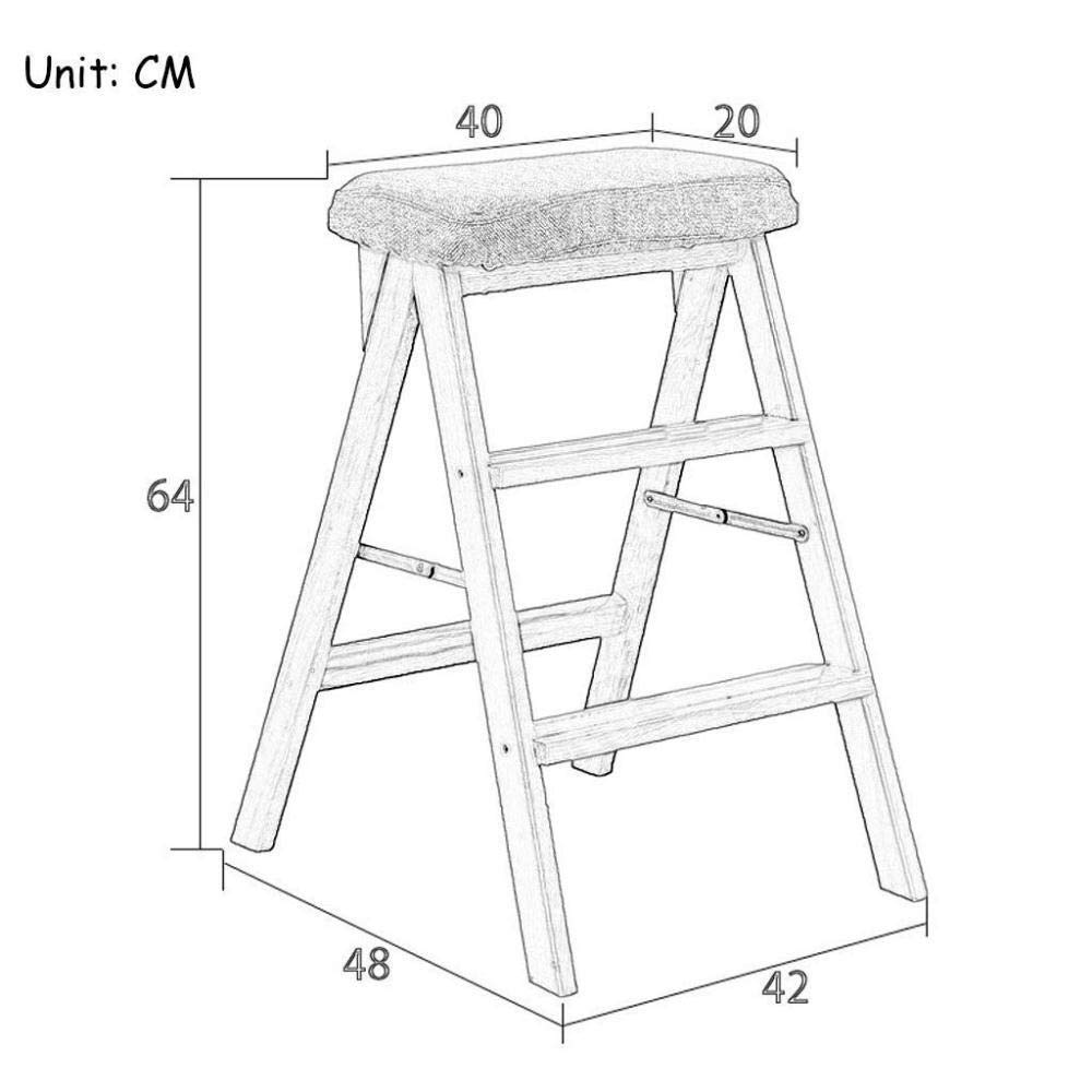 3-Step Foldable Solid Wood Climbing Stool - Portable Ladder Step Stool for Kitchen, Office & Indoor Use - Multifunctional Step Chair for Home, Work & Storage