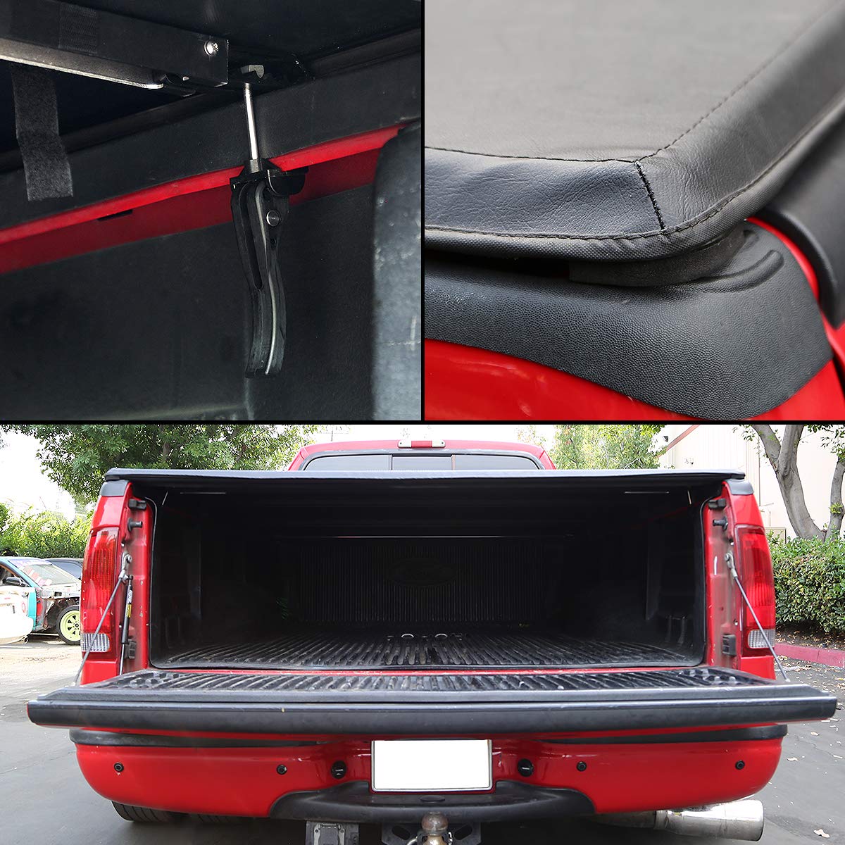 DNA MOTORING Soft Tri-Fold Adjustable Tonneau Cover for 2005-2019 Nissan Frontier 6'1