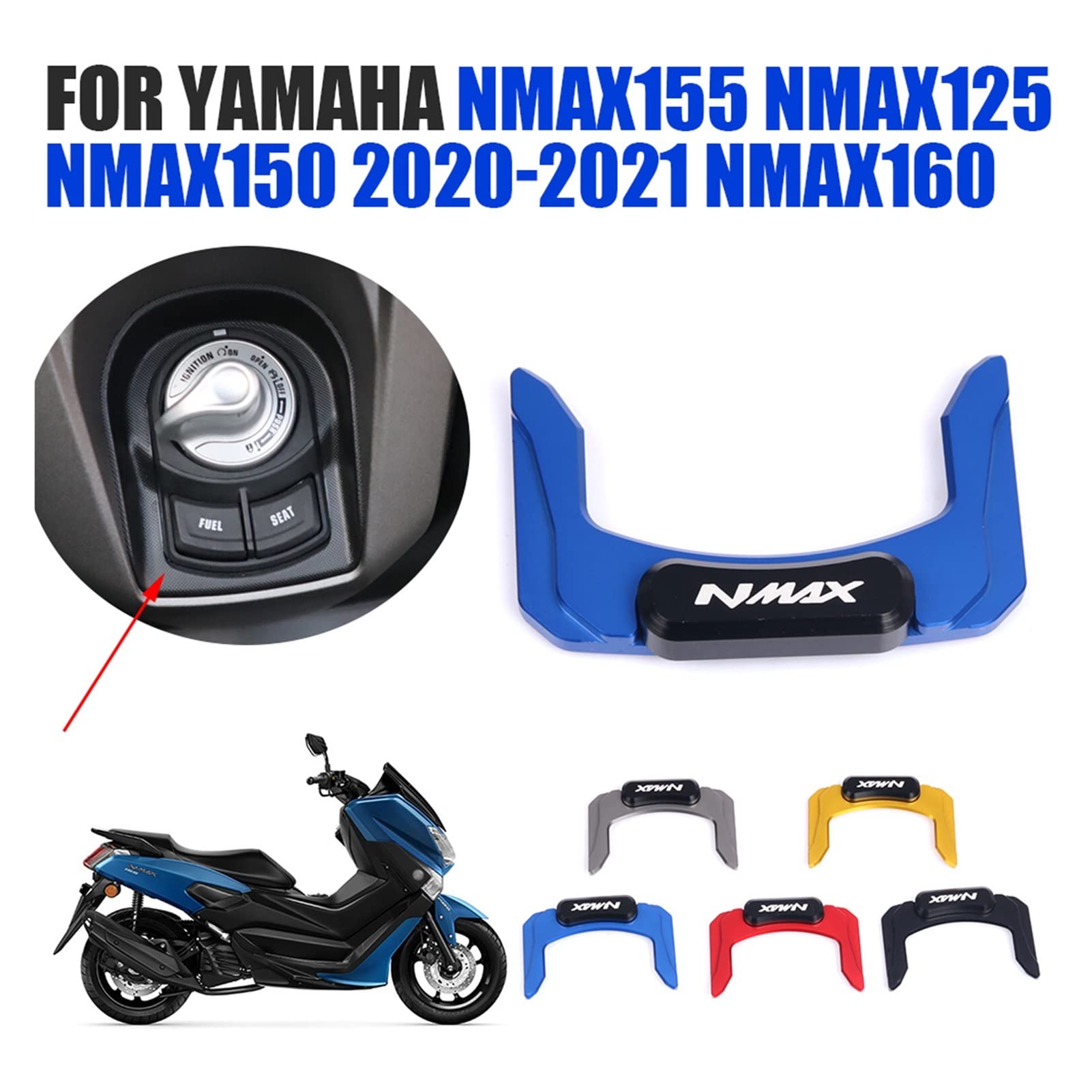 Yamaha NMAX 155/125 Motorcycle Key Switch Lock Cap & Ignition Electric Door Cover (Fits 2020-2021 Models) - Durable Accessory for Keychains & Motorcycle Protection
