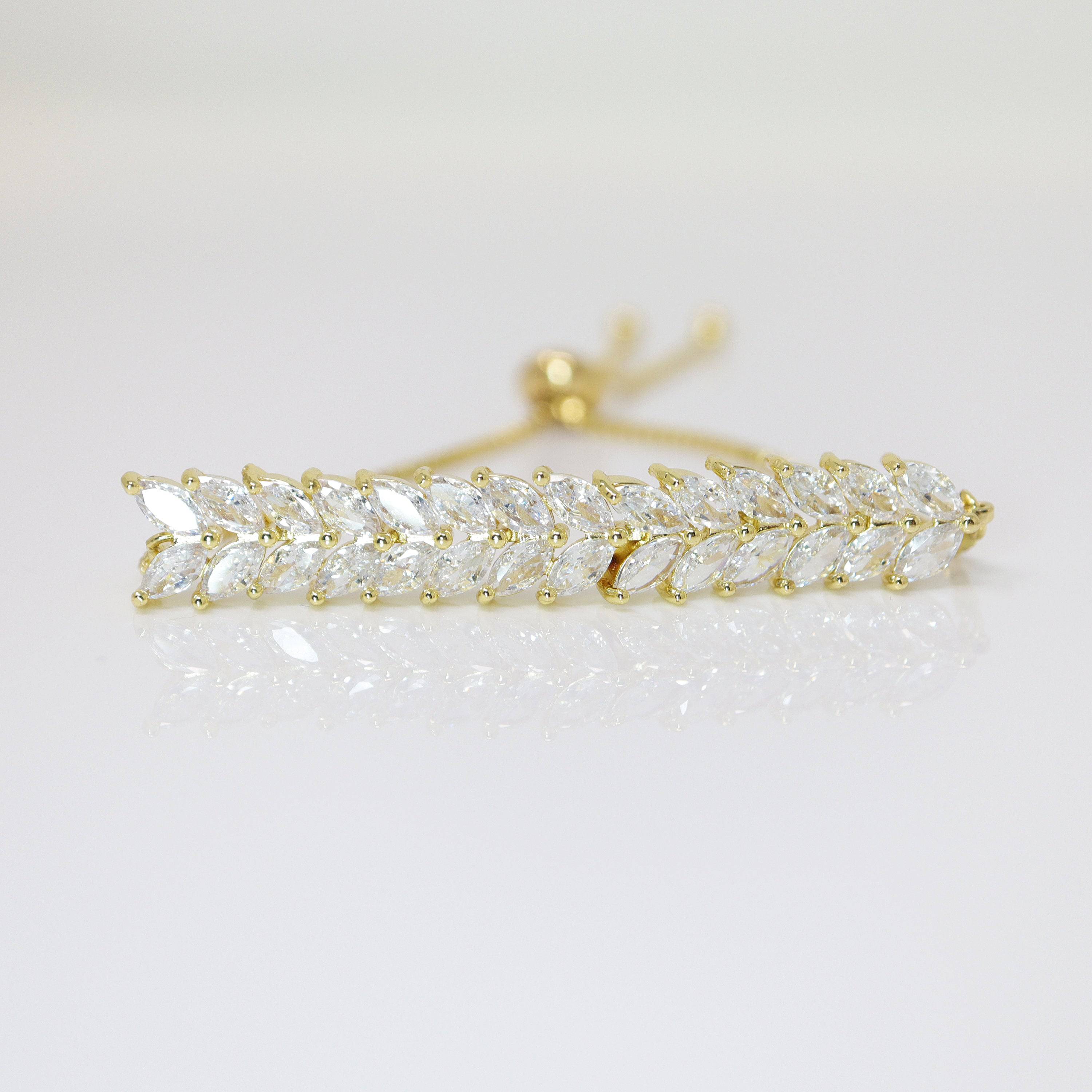Elegant Leaf-Design Diamond Bracelet for Women - Delicate Wedding Jewelry, Bridesmaid Gift, Bride & Bridal Accessory - Perfect for Weddings, Anniversaries & Special Occasions