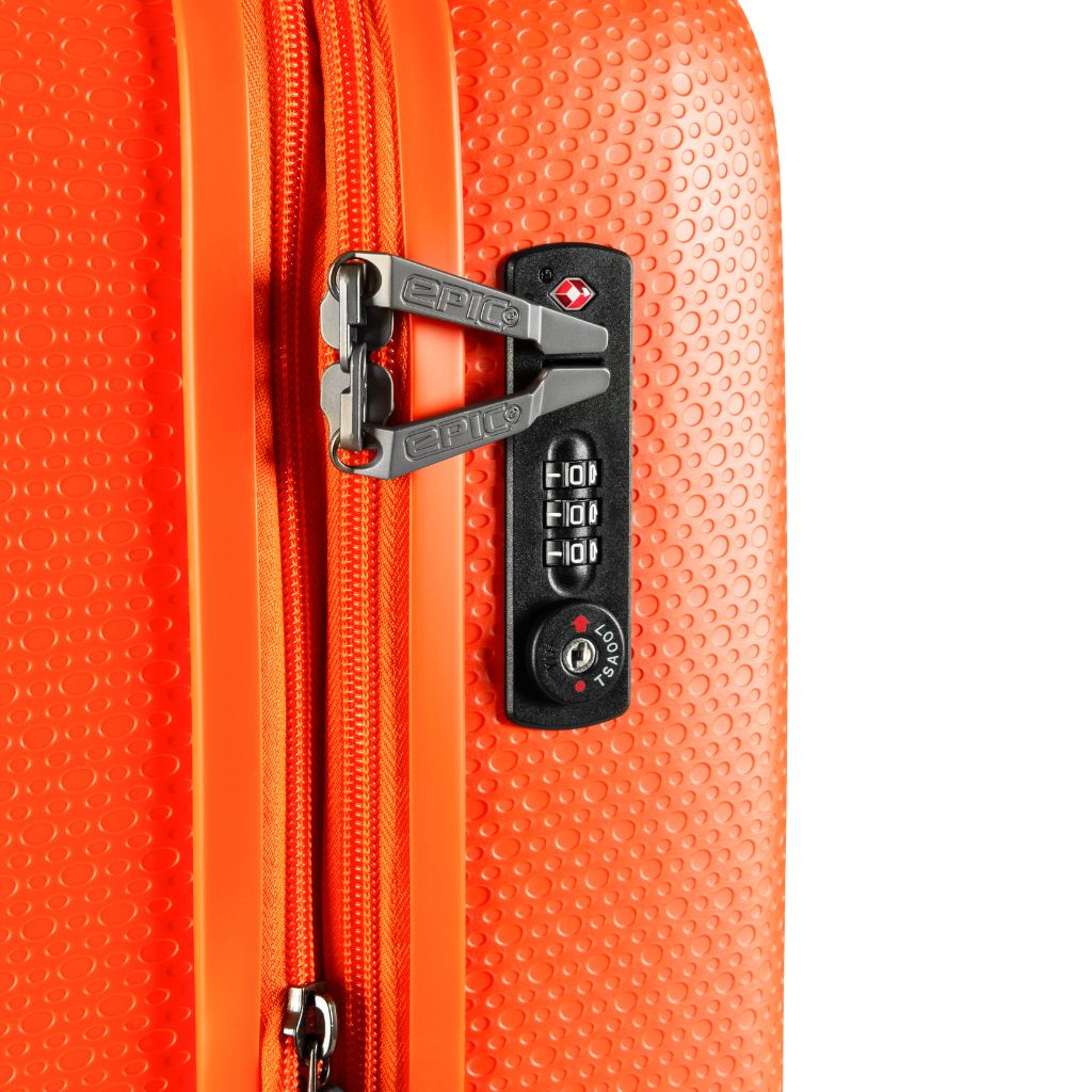 Epic GTO 5.0 55cm Lightweight Carry-On Suitcase in Neon Orange - Perfect for Air Travel & Weekend Getaways
