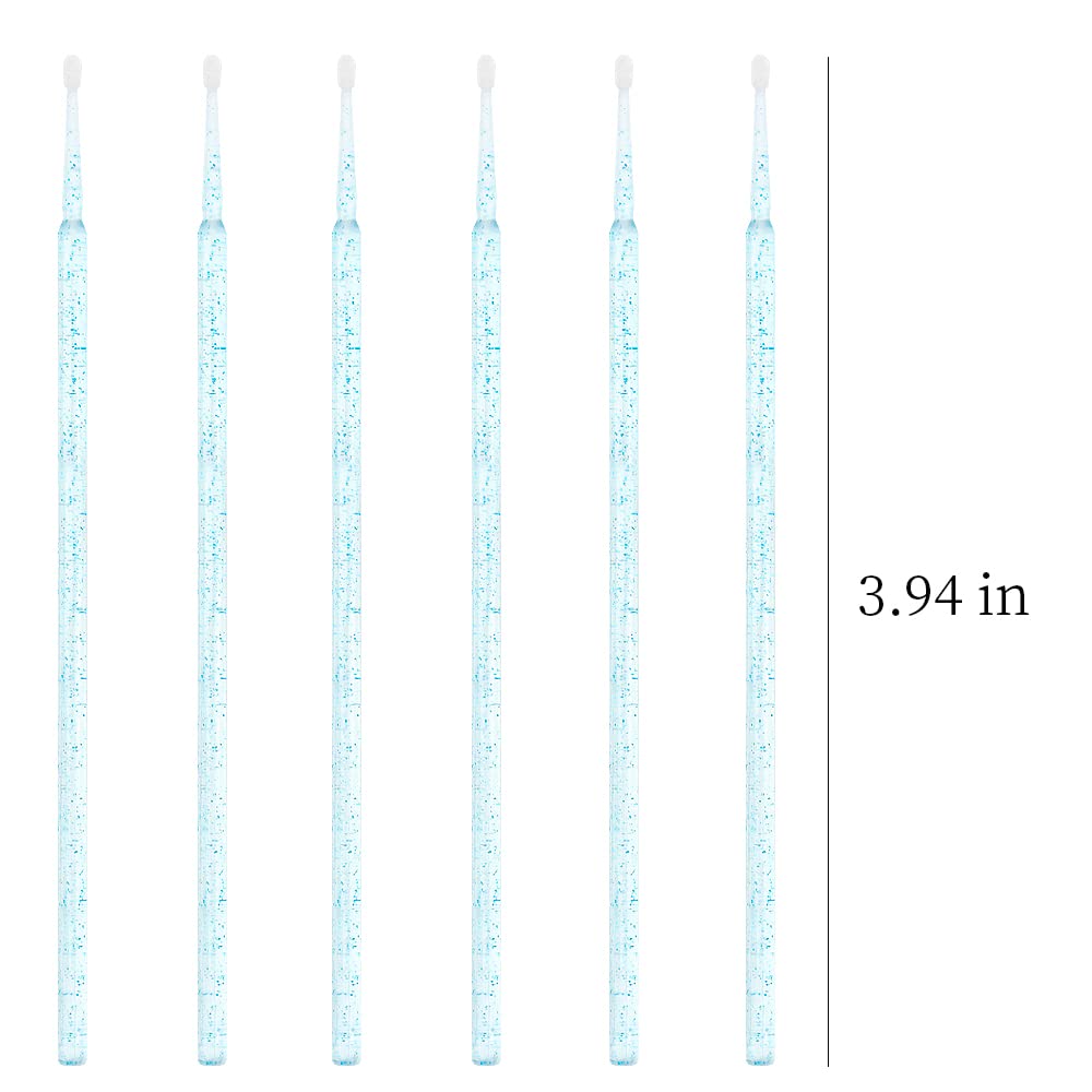 400 PCS Disposable Glitter Crystal Micro Applicator Brushes - Eyelash Extension Microswab & Mascara Wands for Professional Lash Extensions, Makeup Removal & Beauty Salon Use (Crystal Blue) - Perfect for Lash Artists, Makeup Professionals & DIY Beauty Enthusiasts