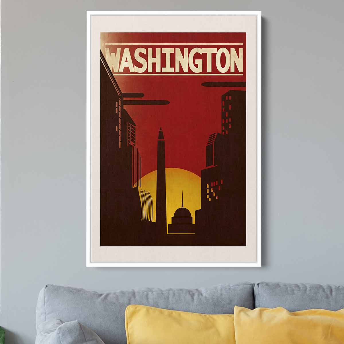Washington Red Wall Art Canvas - 94 Inch Large Modern Home Decor for Living Room, Bedroom & Office