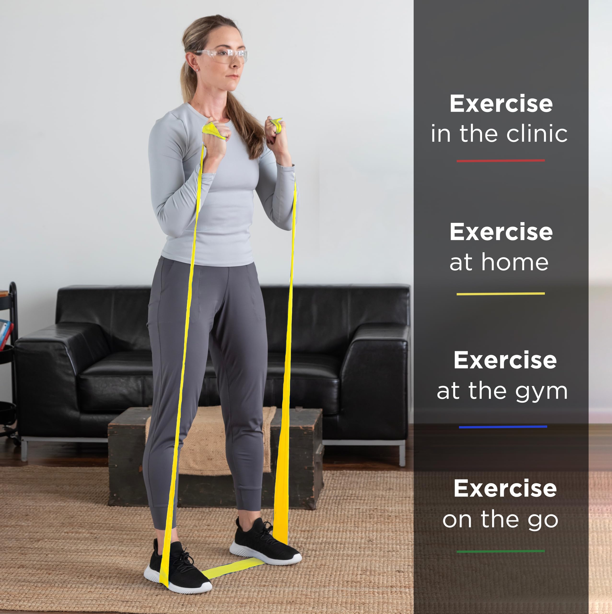 THERABAND Resistance Band 50 Yard Roll - Thin Yellow Non-Latex Professional Exercise Bands for Strength Training, Physical Therapy, Pilates & Rehab - Level 2 (Dispenser Box Included) - Perfect for Home Gym, Workouts & Recovery