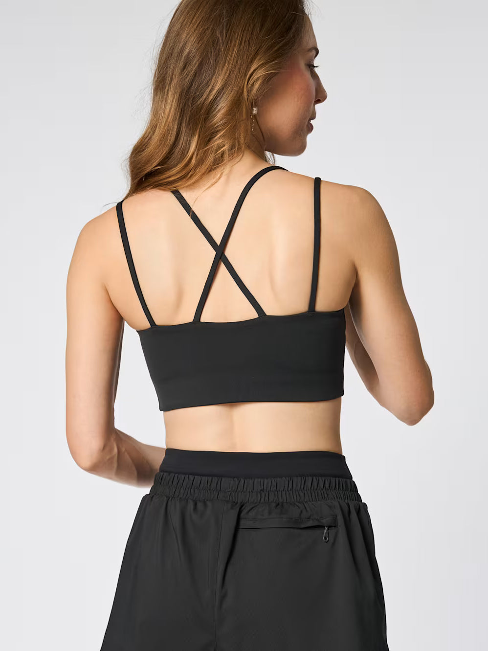 Girlfriend Collective Float Noah Strappy Bra - Black | High Support Workout Bra for Yoga, Running & Gym | Eco-Friendly Activewear