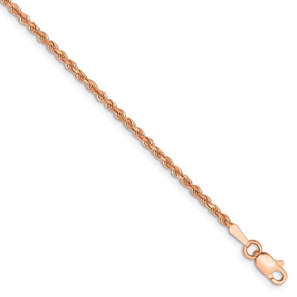 14K Gold Sparkle Cut Rope Chain Bracelet for Women - White Gold, Rose Gold & Yellow Gold Options | 6