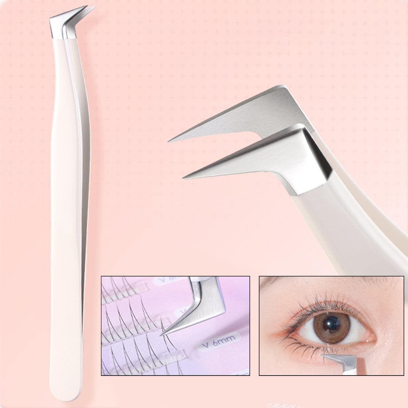 Professional Eyelash Extension Tweezers & Remover Clip Set - 2 Round & 2 Pointed Tips for Home & Salon Use - Perfect for Lash Extensions, False Lashes & DIY Beauty