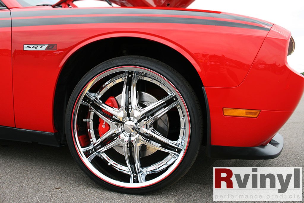 13-18 Inch Wheel Bands Rim Protector Kit - Red with Black Track Design for Car, Truck & SUV - Prevent Scratches & Enhance Style While Driving & Parking
