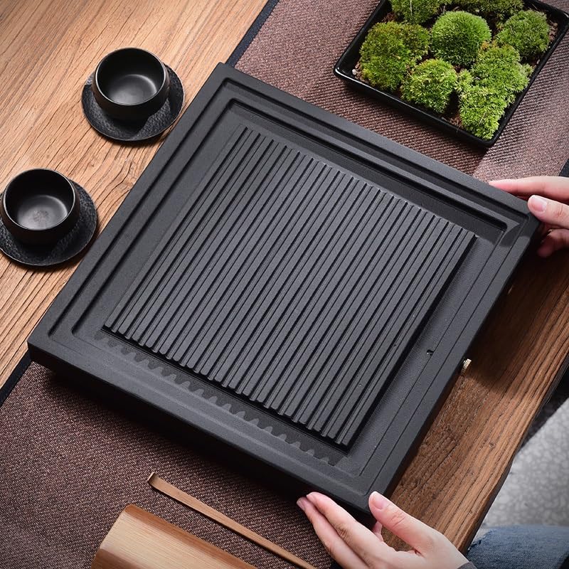 Premium Square Tea Tray - Modern Simple Drainage Kung Fu Tea Table for Home, Office & Bar | Durable Dry Tea Tray for Coffee & Tea Ceremony | Perfect for Gifts, Zen Decor & Asian Tea Culture Enthusiasts (Small Size)