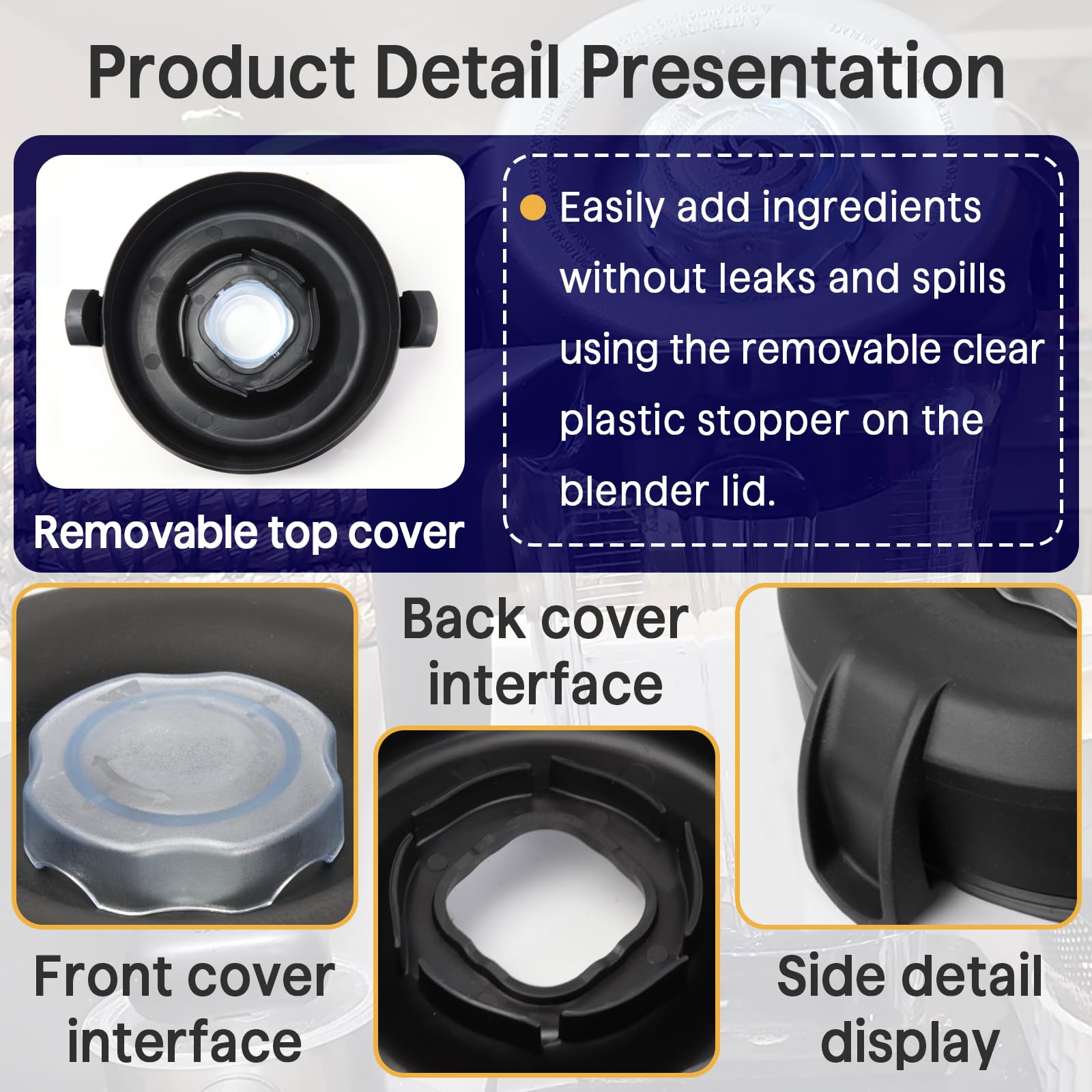 Vitamix Blender Replacement Lid - 64 Oz Low Profile Container Cover - Compatible with Vitamix 750, 5200, 5000, 6300, 7500 Models - Clear Design for Easy Monitoring - Perfect for Smoothies, Soups, and Nut Butters