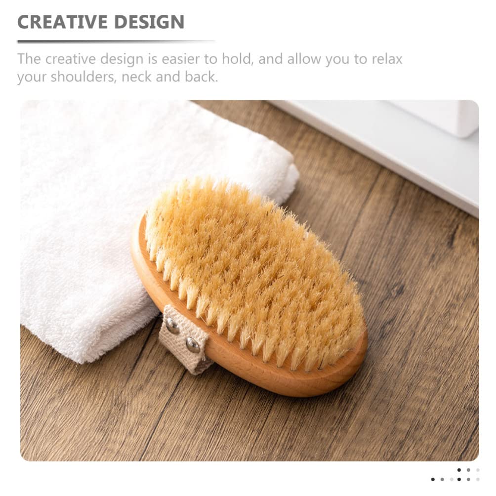 EXCLUZO Exfoliating Body Scrubber & Dry Brush for Smooth Skin - Natural Bristle Body Brush for Shower & Dry Brushing - Perfect for Cellulite Reduction & Detox (Small Size) - Ideal for Pre-Shower Exfoliation & Spa Day Self-Care