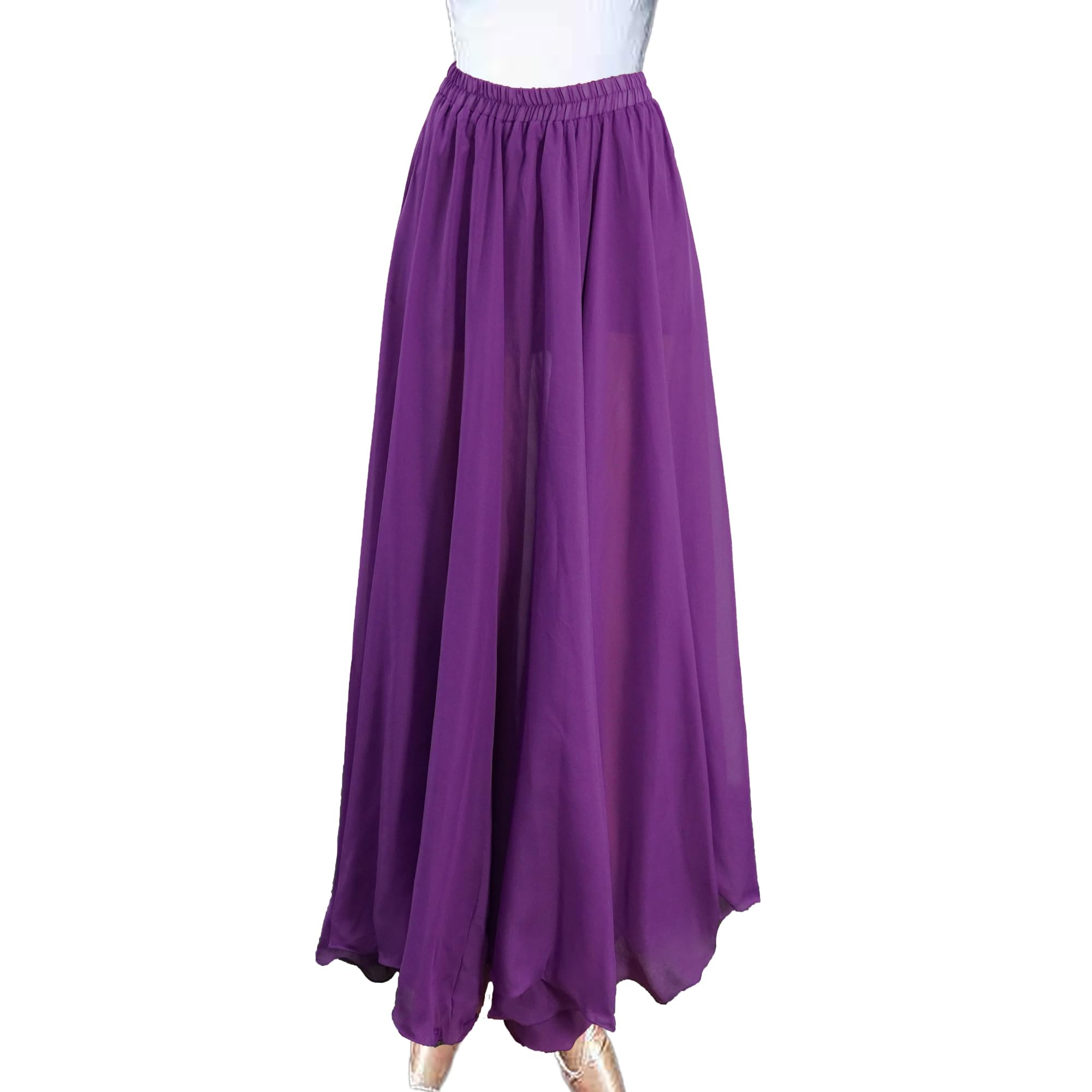 Wuchieal Women's Belly Dance Skirt - Tribal Chiffon Full Skirt for Belly Dancing, Praise Dance & Mexican Performances | Perfect for Dance Classes, Performances & Cultural Events