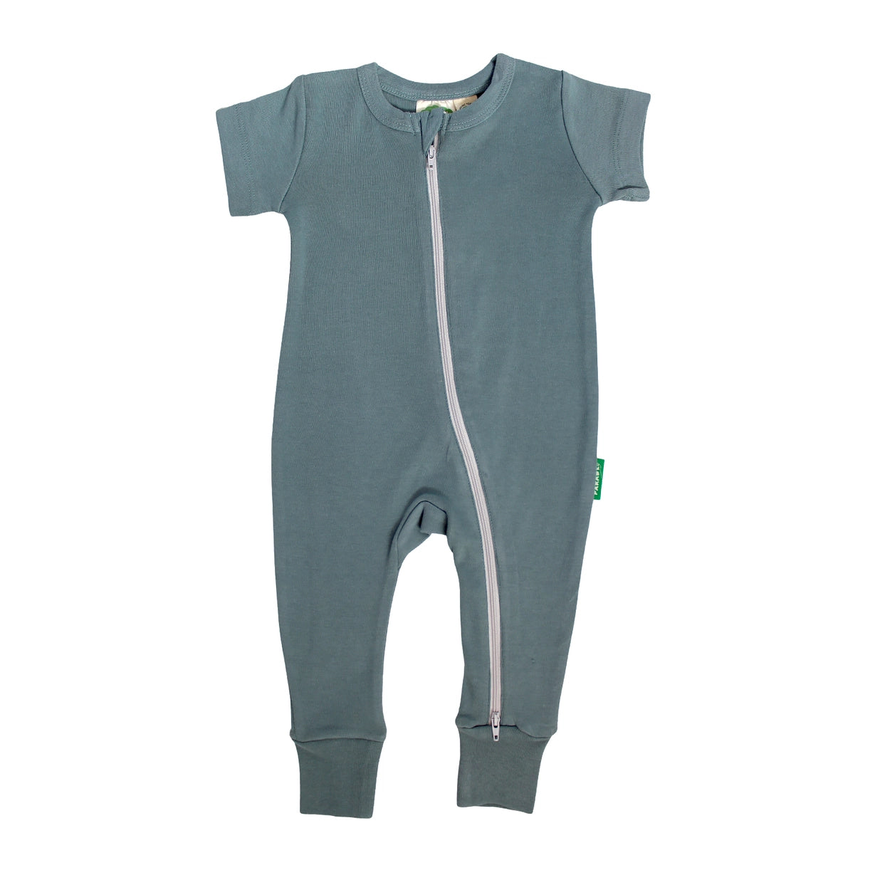 Parade Organics Ocean Blue 2-Way Zip Short Sleeve Romper for Baby - Soft Organic Cotton Jumpsuit with Front Zipper - Perfect for Playtime, Daycare & Photo Shoots