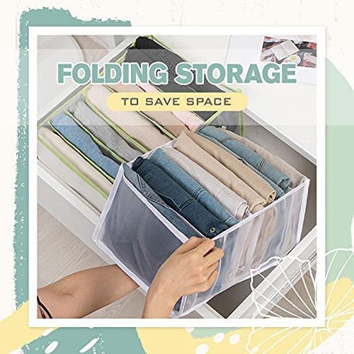 2-Pack Foldable Closet Organizer with 7 Grids - Drawer Storage Bins for Clothes, Jeans & Accessories | Washable & Space-Saving Wardrobe Solution for Bedroom, Closet & Dresser Organization