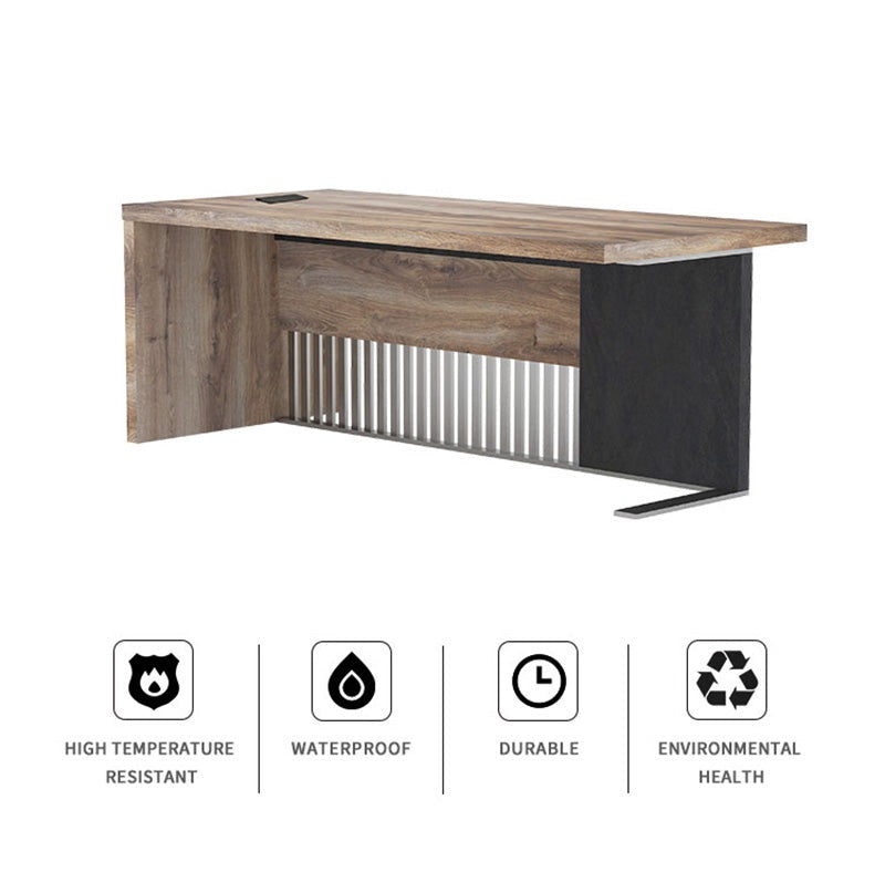 AFTAN 180cm Reception Desk Right Panel in Warm Oak & Black - Modern Office Furniture for Professional Workspaces & Lobby Areas