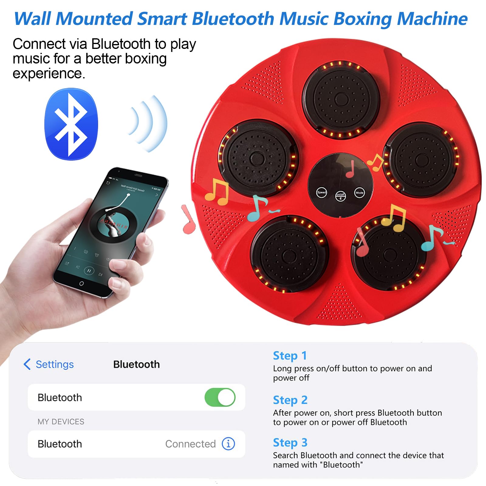 2024 Upgraded Smart Bluetooth Boxing Machine with Gloves & LED Display - Home Gym Fitness Equipment for Cardio, Strength Training & Stress Relief